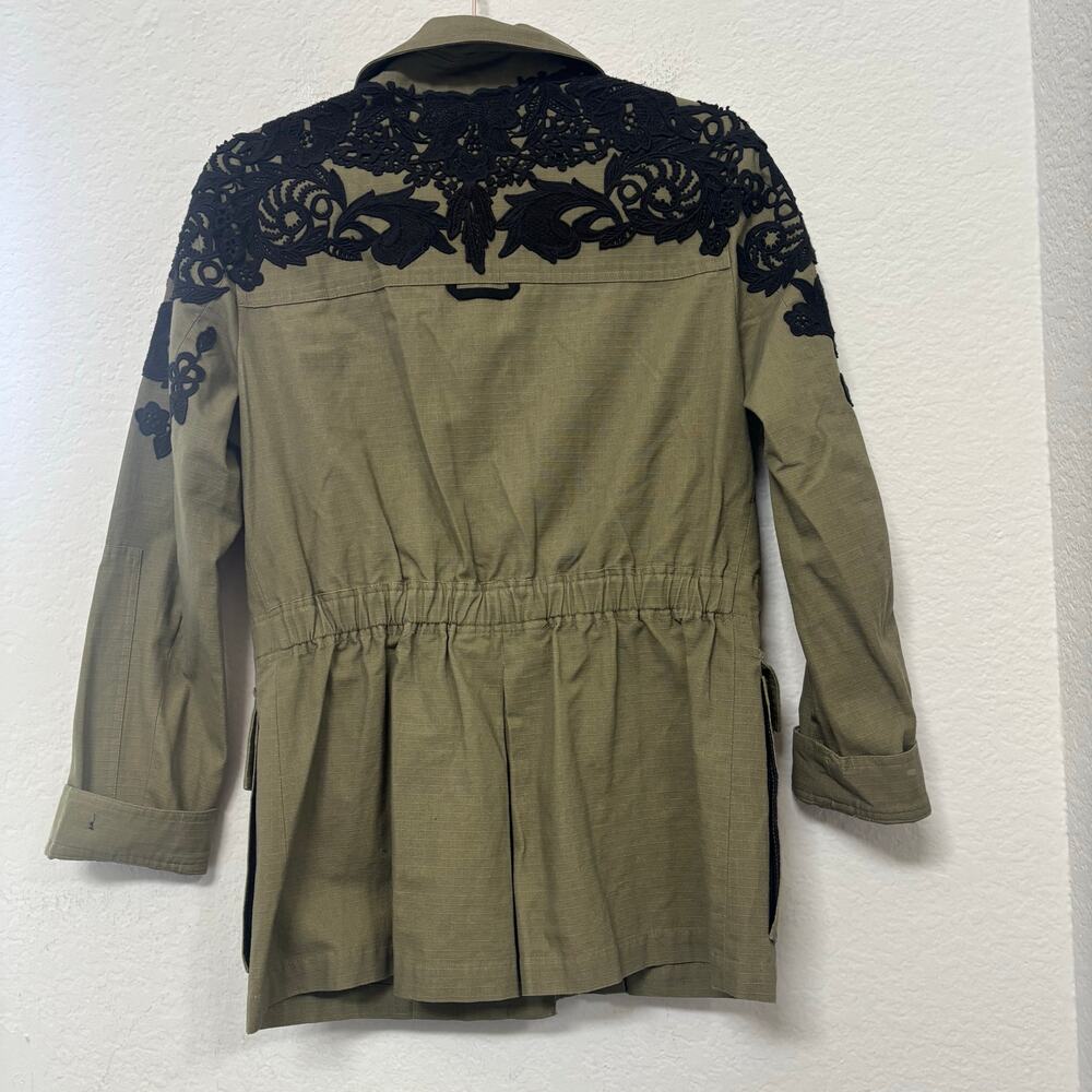 Veronica Beard Heritage Utility Jacket with Lace Army Green Size 4 - Picture 3 of 7